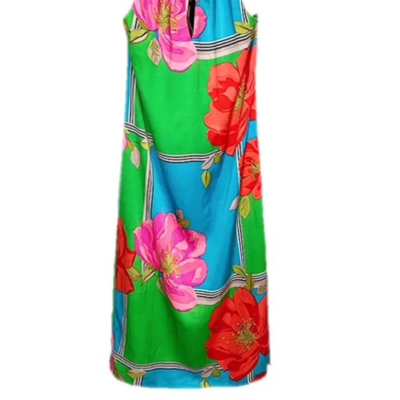 NWT Trina Turk midi tropical floral halter silk dress size 12 - Picture 5 of 7